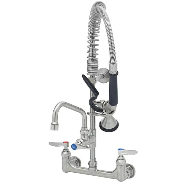 T&S Brass And Bronze Works Eversteel By T&S SMPF-8WLN-06 Stainless Steel 8" Wall Mount Mixing Faucet With 6" Swing Nozzle And Mini Pre-Rinse Unit With 1.15 GPM Spray Valve 3 T&S Brass And Bronze Works Eversteel By T&S SMPF-8WLN-06 Stainless Steel 8" Wall Mount Mixing Faucet With 6" Swing Nozzle And Mini Pre-Rinse Unit With 1.15 GPM Spray Valve