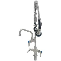 T&S Brass And Bronze Works Eversteel By T&S SMPK-2DLN-06 Stainless Steel Deck Mount Mixing Faucet With 6" Swing Nozzle And Mini Pre-Rinse Unit With 1.15 GPM Spray Valve
