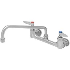 T&S Brass And Bronze Works Eversteel By T&S S-0231 Stainless Steel Wall Mount Double Pantry Faucet With 12" Swing Nozzle