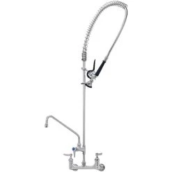 T&S Brass And Bronze Works Eversteel By T&S S-0133-A12-BY Stainless Steel 8" Wall Mount Mixing Faucet With 12" Swing Nozzle And Pre-Rinse Unit With 1.15 GPM Spray Valve