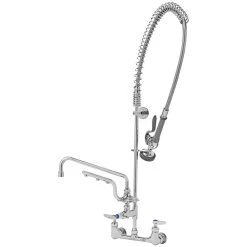 T&S Brass And Bronze Works T&S B-0133-U12-CR-B Ultrarinse 8" Wall Mount Mixing Faucet With 12" Swing Nozzle And Pre-Rinse Unit With 1.15 GPM Spray Valve