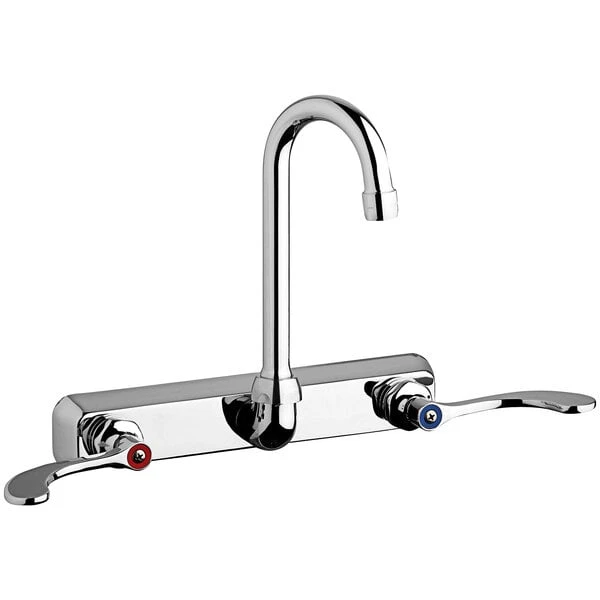 Chicago Faucet Company Chicago Faucets W8W-GN1AE35-317AB Wall-Mounted Manual Sink Faucet With 3 1/2" Gooseneck Spout And 1.5 GPM Pressure Compensating Softflo Aerator 3 Chicago Faucet Company Chicago Faucets W8W-GN1AE35-317AB Wall-Mounted Manual Sink Faucet With 3 1/2" Gooseneck Spout And 1.5 GPM Pressure Compensating Softflo Aerator