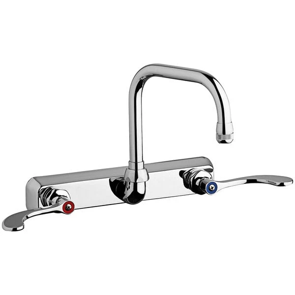 Chicago Faucet Company Chicago Faucets W8W-DB6AE1-317ABCP Wall-Mounted Manual Sink Faucet With 6 1/4" Double-Bend Spout And Full Flow Quixtop Outlet 3 Chicago Faucet Company Chicago Faucets W8W-DB6AE1-317ABCP Wall-Mounted Manual Sink Faucet With 6 1/4" Double-Bend Spout And Full Flow Quixtop Outlet
