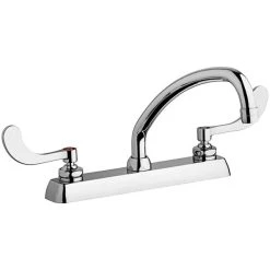 Chicago Faucet Company Chicago Faucets W8D-L9E35-317ABCP Deck-Mounted Manual Sink Faucet With 8" Centers And 9 1/2" L-Type Swing Spout