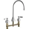 Chicago Faucet Company Chicago Faucets 201-AGN8AE35ABCP Deck-Mounted Manual Sink Faucet With 8" Gooseneck Spout And 2 3/8" Lever Handles