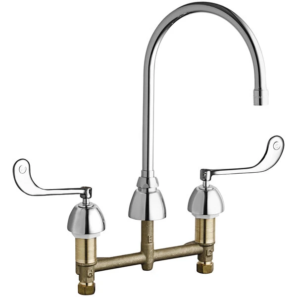 Chicago Faucet Company Chicago Faucets 201-AGN8AE35-319AB Deck-Mounted Manual Sink Faucet With 8" Gooseneck Spout And 6" Elbow Blade Handles 3 Chicago Faucet Company Chicago Faucets 201-AGN8AE35-319AB Deck-Mounted Manual Sink Faucet With 8" Gooseneck Spout And 6" Elbow Blade Handles