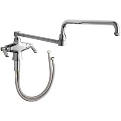 Chicago Faucet Company Chicago Faucets 50-DJ24ABCP Deck-Mounted Single-Hole Manual Sink Faucet With 24" Double-Jointed Swing Spout