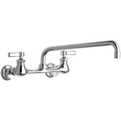 Chicago Faucet Company Chicago Faucets 540-LDL12ABCP Wall-Mounted Manual Sink Faucet With Adjustable Centers And 12" L-Type Swing Spout
