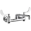 Chicago Faucet Company Chicago Faucets 640-S6E35-317YAB Wall-Mounted Manual Sink Faucet With 1.5 GPM Pressure Compensating Softflo Aerator And 4" Wristblade Handles