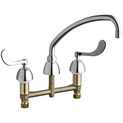 Chicago Faucet Company Chicago Faucets 201-AE35ABCP Deck-Mounted Manual Sink Faucet With 8" Centers And 2 3/8" Lever Handles