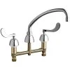 Chicago Faucet Company Chicago Faucets 201-AE35-317ABCP Deck-Mounted Manual Sink Faucet With 8" Centers And 4" Wristblade Handles -T&S Brass Shop 2430673