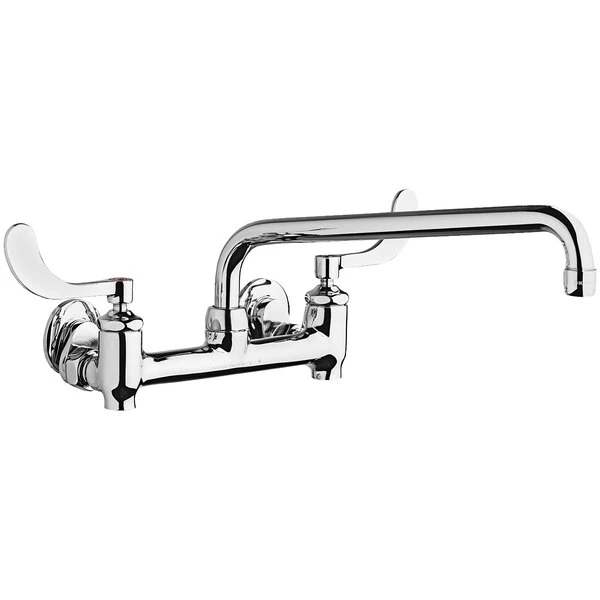 Chicago Faucet Company Chicago Faucets 640-L12E35-317YAB 1.5 GPM Wall-Mounted Faucet With Adjustable Centers, 12" L-Type Swing Spout, And 4" Wristblade Handles 3 Chicago Faucet Company Chicago Faucets 640-L12E35-317YAB 1.5 GPM Wall-Mounted Faucet With Adjustable Centers, 12" L-Type Swing Spout, And 4" Wristblade Handles