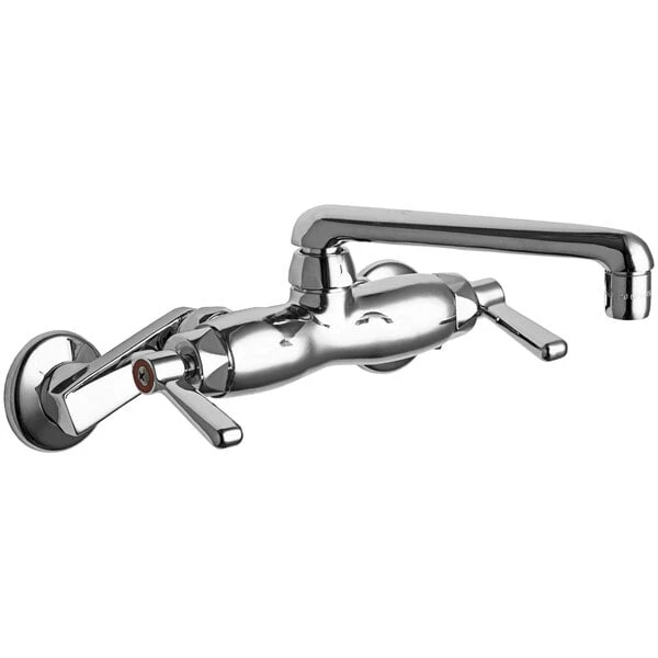 Chicago Faucet Company Chicago Faucets 445-ABCP Wall-Mounted Faucet With Adjustable Centers And 6" S-Type Swing Spout 3 Chicago Faucet Company Chicago Faucets 445-ABCP Wall-Mounted Faucet With Adjustable Centers And 6" S-Type Swing Spout