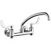 Chicago Faucet Company Chicago Faucets 640-L9E1-317YAB Wall-Mounted Faucet With Adjustable Centers, 9 1/2" L-Type Swing Spout, And 4" Wristblade Handles -T&S Brass Shop 2433972
