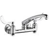Chicago Faucet Company Chicago Faucets 640-L8E1-317YAB Wall-Mounted Faucet With Adjustable Centers, 8" L-Type Swing Spout, And 4" Wristblade Handles