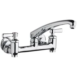 Chicago Faucet Company Chicago Faucets 640-L8E1-369YAB Wall-Mounted Faucet With Adjustable Centers, 8" L-Type Swing Spout, And 2 3/8" Lever Handles