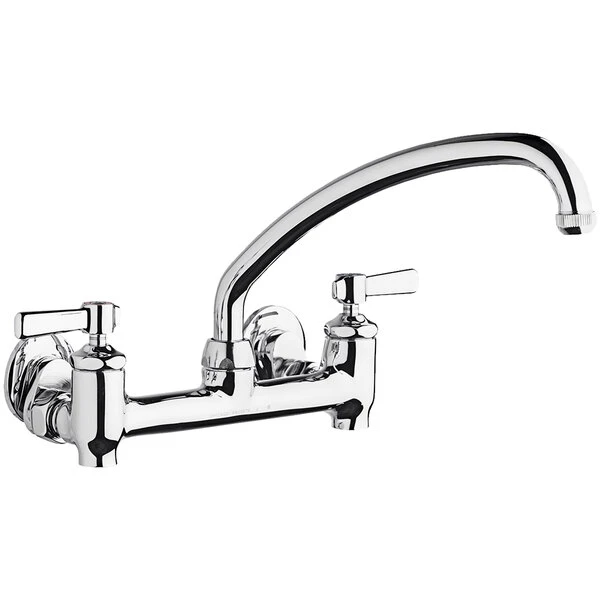 Chicago Faucet Company Chicago Faucets 640-L9E1-369YAB Wall-Mounted Faucet With Adjustable Centers, 9 1/2" L-Type Swing Spout, And 2 3/8" Lever Handles 3 Chicago Faucet Company Chicago Faucets 640-L9E1-369YAB Wall-Mounted Faucet With Adjustable Centers, 9 1/2" L-Type Swing Spout, And 2 3/8" Lever Handles