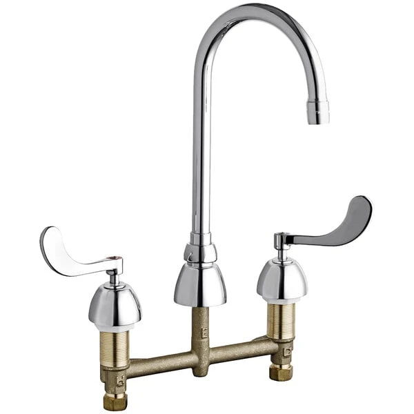 Chicago Faucet Company Chicago Faucets 786-E35ABCP Deck-Mounted Faucet With 8" Centers, 5 1/4" Rigid / Swing Gooseneck Spout, And 4" Wristblade Handles 3 Chicago Faucet Company Chicago Faucets 786-E35ABCP Deck-Mounted Faucet With 8" Centers, 5 1/4" Rigid / Swing Gooseneck Spout, And 4" Wristblade Handles