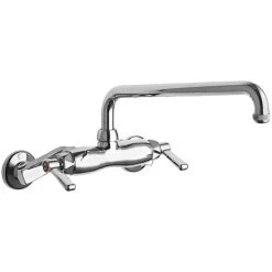 Chicago Faucet Company Chicago Faucets 445-L12E1ABCP Wall-Mounted Faucet With Adjustable Centers And 12" L-Type Swing Spout