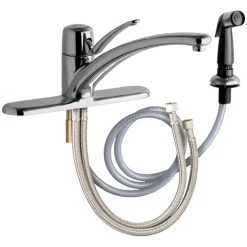 Chicago Faucet Company Chicago Faucets 2301-8ABCP Deck-Mounted Faucet With 8" Centers And Side Spray