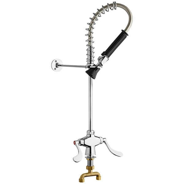 Chicago Faucet Company Chicago Faucets 924-317ABCP Deck-Mounted Single-Hole Mini Pre-Rinse Faucet And 4" Wristblade Handles 3 Chicago Faucet Company Chicago Faucets 924-317ABCP Deck-Mounted Single-Hole Mini Pre-Rinse Faucet And 4" Wristblade Handles