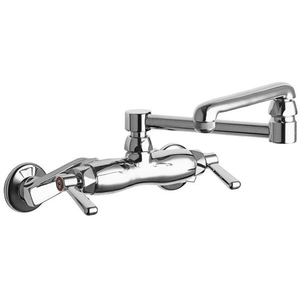 Chicago Faucet Company Chicago Faucets 445-DJ13E1ABCP Wall-Mounted Faucet With Adjustable Centers And 13" Double-Jointed Swing Spout 3 Chicago Faucet Company Chicago Faucets 445-DJ13E1ABCP Wall-Mounted Faucet With Adjustable Centers And 13" Double-Jointed Swing Spout