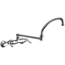 Chicago Faucet Company Chicago Faucets 445-DJ21ABCP Wall-Mounted Faucet With Adjustable Centers And 21 1/4" Double-Jointed Swing Spout