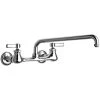 Chicago Faucet Company Chicago Faucets 540-LDL12E1WXFABCP Wall-Mounted Faucet With 8" Centers And 12" L-Type Swing Spout -T&S Brass Shop 2434122