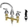 Chicago Faucet Company Chicago Faucets 200-AE35ABCP Deck-Mounted 2 3/8" Lever Handle Faucet With 8" Centers, 9 1/2" L-Type Swing Spout, And Side Spray -T&S Brass Shop 2434147