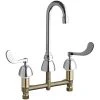 Chicago Faucet Company Chicago Faucets 786-GN1AE35ABCP Deck-Mounted Faucet With 8" Centers And 3 1/2" Rigid / Swing Gooseneck Spout -T&S Brass Shop 2434149
