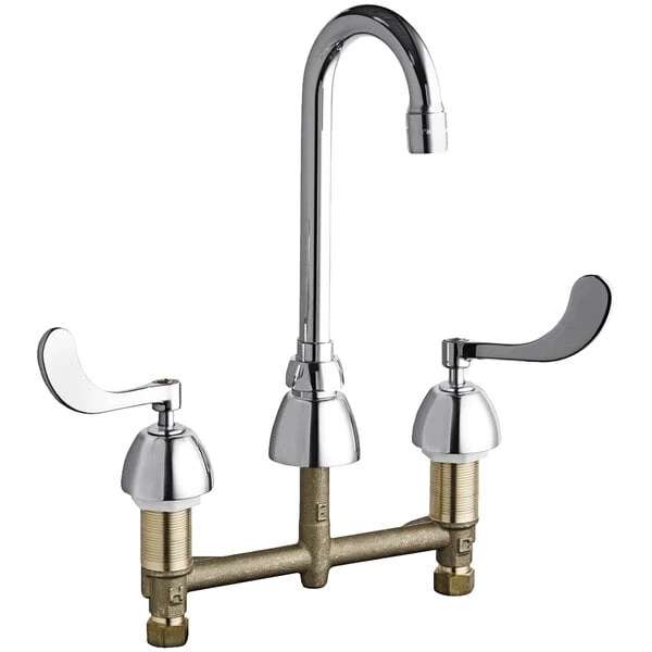 Chicago Faucet Company Chicago Faucets 786-GN1AE35ABCP Deck-Mounted Faucet With 8" Centers And 3 1/2" Rigid / Swing Gooseneck Spout 3 Chicago Faucet Company Chicago Faucets 786-GN1AE35ABCP Deck-Mounted Faucet With 8" Centers And 3 1/2" Rigid / Swing Gooseneck Spout