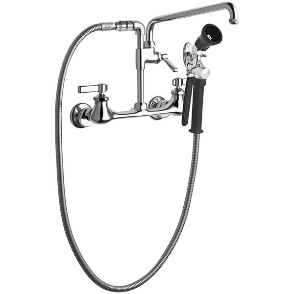 Chicago Faucet Company Chicago Faucets 509-GVBL12XKCAB Wall-Mounted Pre-Rinse Faucet With Adjustable Centers And 12" L-Type Swing Spout 3 Chicago Faucet Company Chicago Faucets 509-GVBL12XKCAB Wall-Mounted Pre-Rinse Faucet With Adjustable Centers And 12" L-Type Swing Spout