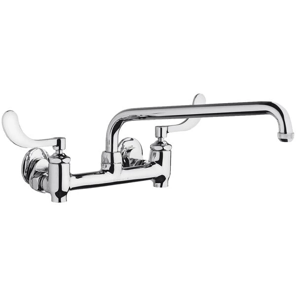 Chicago Faucet Company Chicago Faucets 640-L12E1-317YAB Wall-Mounted Faucet With Adjustable Centers, 12" L-Type Swing Spout, And 4" Wristblade Handles 3 Chicago Faucet Company Chicago Faucets 640-L12E1-317YAB Wall-Mounted Faucet With Adjustable Centers, 12" L-Type Swing Spout, And 4" Wristblade Handles