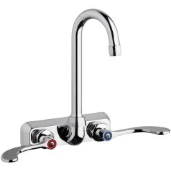 Chicago Faucet Company Chicago Faucets W4W-GN1AE35-317AB 1.5 GPM Wall-Mounted Faucet With 4" Centers And 3 1/2" Rigid / Swing Gooseneck Spout