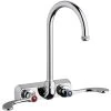 Chicago Faucet Company Chicago Faucets W4W-GN2AE1-317ABCP Wall-Mounted Faucet With 4" Centers And 5 1/4" Rigid / Swing Gooseneck Spout -T&S Brass Shop 2435515
