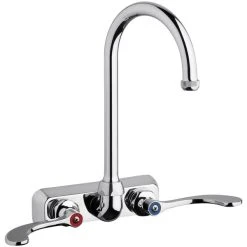 Chicago Faucet Company Chicago Faucets W4W-GN2AE1-317ABCP Wall-Mounted Faucet With 4" Centers And 5 1/4" Rigid / Swing Gooseneck Spout