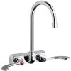 Chicago Faucet Company Chicago Faucets W4W-GN2AE35-317AB 1.5 GPM Wall-Mounted Faucet With 4" Centers And 5 1/4" Rigid / Swing Gooseneck Spout