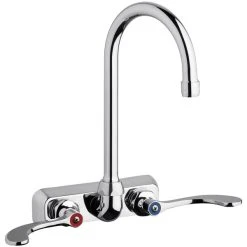 Chicago Faucet Company Chicago Faucets W4W-GN2AE35-317AB 1.5 GPM Wall-Mounted Faucet With 4" Centers And 5 1/4" Rigid / Swing Gooseneck Spout