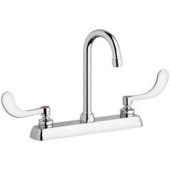Chicago Faucet Company Chicago Faucets W8D-GN1AE35-317AB 1.5 GPM Deck-Mounted Faucet With 8" Centers And 3 1/2" Rigid / Swing Gooseneck Spout