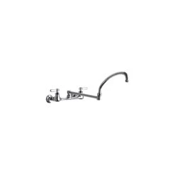 Chicago Faucet Company Chicago Faucets 540-LDDJ21ABCP Wall-Mounted Faucet With Adjustable Centers, 21 1/4" Double-Jointed Swing Spout, And Quixtop Outlet