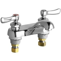 Chicago Faucet Company Chicago Faucets 802-ABCP Deck-Mounted Faucet With 4" Fixed Centers And Quaturn Compression Operating Cartridges