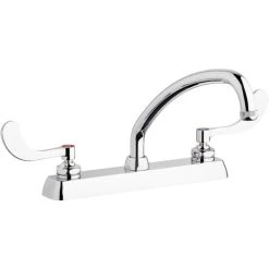Chicago Faucet Company Chicago Faucets W8D-L9E1-317ABCP Deck-Mounted Faucet With 8" Fixed Centers And 9 1/2" L-Type Swing Spout