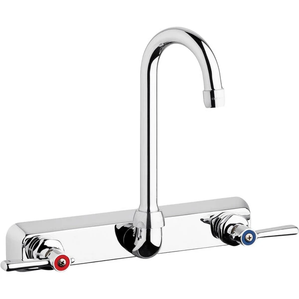 Chicago Faucet Company Chicago Faucets W8W-GN1AE35-369AB 1.5 GPM Wall-Mounted Faucet With 8" Fixed Centers And 3 1/2" Rigid / Swing Gooseneck Spout 3 Chicago Faucet Company Chicago Faucets W8W-GN1AE35-369AB 1.5 GPM Wall-Mounted Faucet With 8" Fixed Centers And 3 1/2" Rigid / Swing Gooseneck Spout