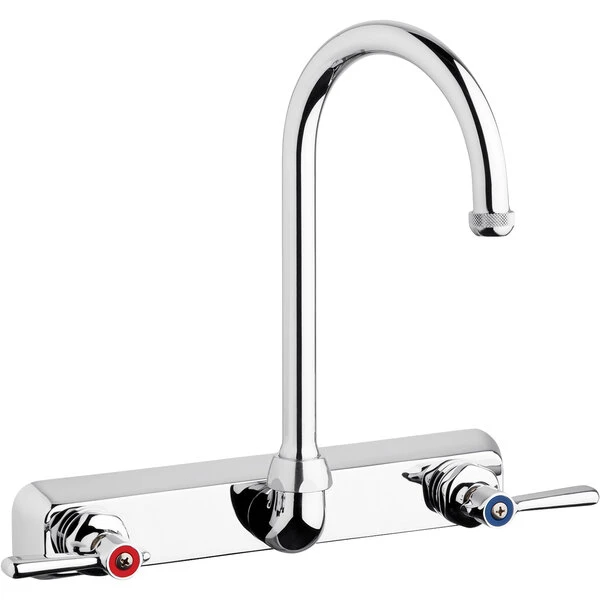 Chicago Faucet Company Chicago Faucets W8W-GN2AE1-369ABCP Wall-Mounted Faucet With 8" Fixed Centers, 5 1/4" Rigid / Swing Gooseneck Spout, And Quixtop Outlet 3 Chicago Faucet Company Chicago Faucets W8W-GN2AE1-369ABCP Wall-Mounted Faucet With 8" Fixed Centers, 5 1/4" Rigid / Swing Gooseneck Spout, And Quixtop Outlet