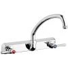 Chicago Faucet Company Chicago Faucets W8W-L9E1-369ABCP Wall-Mounted Faucet With 8" Fixed Centers, 9 1/2" L-Type Swing Spout, And 2 3/8" Lever Handles -T&S Brass Shop 2454639