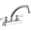 Chicago Faucet Company Chicago Faucets W4D-L9E1-369AB Deck-Mounted Faucet With 4" Fixed Centers, 9 1/2" L-Type Swing Spout, And 2 3/8" Lever Handles -T&S Brass Shop 2454920