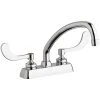 Chicago Faucet Company Chicago Faucets W4D-L9E35-317ABCP 1.5 GPM Deck-Mounted Faucet With 4" Fixed Centers, 9 1/2" L-Type Swing Spout, And 4" Wristblade Handles