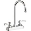 Chicago Faucet Company Chicago Faucets W4D-GN2AE1-369ABCP Deck-Mounted Faucet With 4" Fixed Centers, 5 1/4" Rigid / Swing Gooseneck Spout, And 2 3/8" Lever Handles