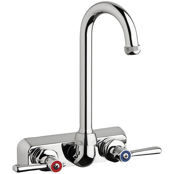 Chicago Faucet Company Chicago Faucets W4W-GN1AE1-369ABCP Wall-Mounted Faucet With 4" Fixed Centers, 3 1/2" Rigid / Swing Gooseneck Spout, And Quixtop Outlet 3 Chicago Faucet Company Chicago Faucets W4W-GN1AE1-369ABCP Wall-Mounted Faucet With 4" Fixed Centers, 3 1/2" Rigid / Swing Gooseneck Spout, And Quixtop Outlet