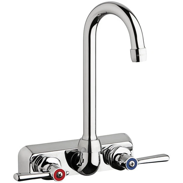 Chicago Faucet Company Chicago Faucets W4W-GN1AE35-369AB 1.5 GPM Wall-Mounted Faucet With 4" Fixed Centers, 3 1/2" Rigid / Swing Gooseneck Spout, And 2 3/8" Lever Handles 3 Chicago Faucet Company Chicago Faucets W4W-GN1AE35-369AB 1.5 GPM Wall-Mounted Faucet With 4" Fixed Centers, 3 1/2" Rigid / Swing Gooseneck Spout, And 2 3/8" Lever Handles